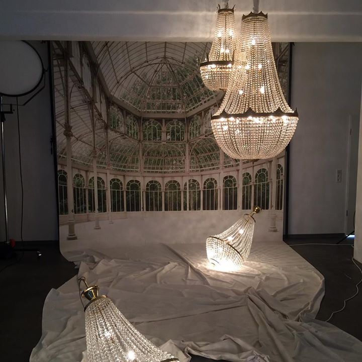 photo shoot with chandelier rental