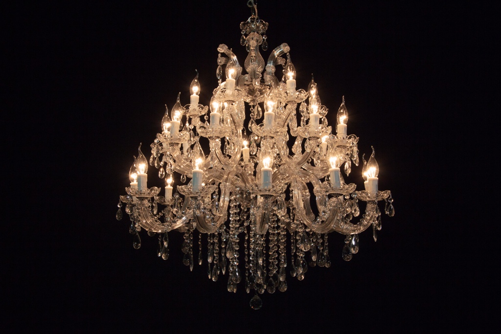 Vienna silver crystal chandelier rental Aruba for beach weddings and galas