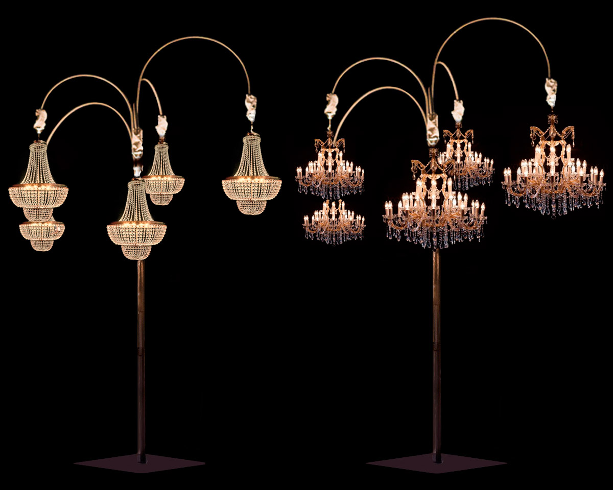 Freestanding chandelier arches on the beach, chandelier rental Aruba