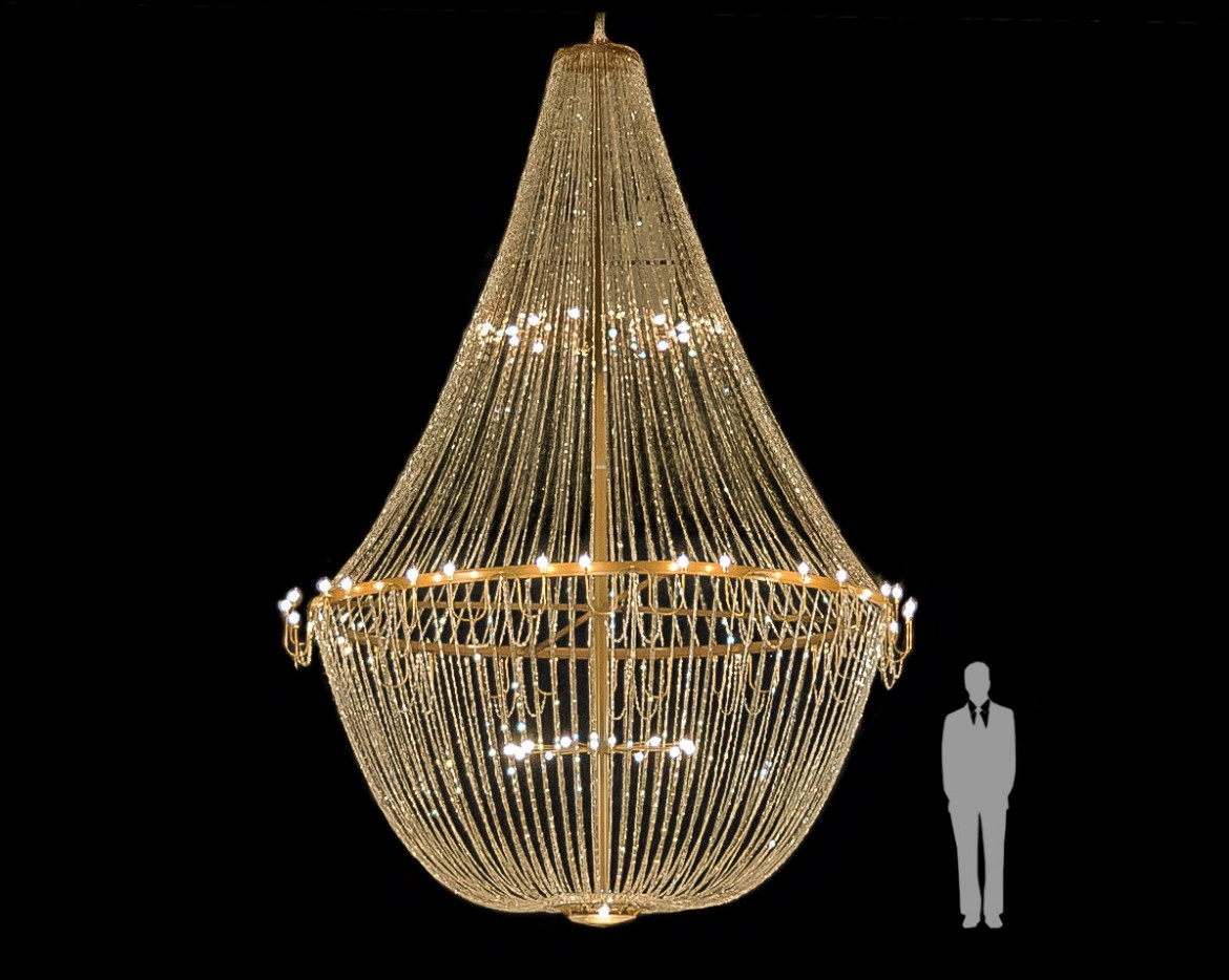Empire Chandelier Type-6 Large for hire — flagship, 6.40m high, 56 light points, motor hoist required