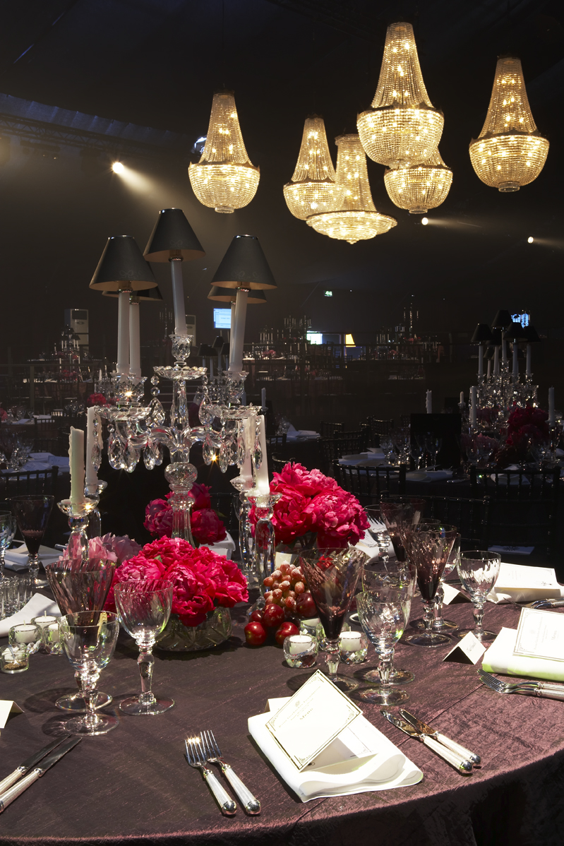 Crystal chandeliers at the Raisa Gorbachev Foundation Gala, Hampton Court Palace.